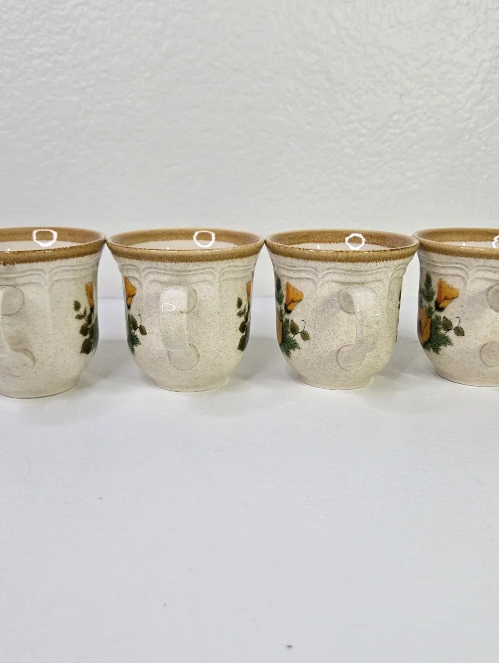 Vintage Mikasa Garden Club Petunias EC401 Stoneware Coffee Mug Tea Cup‎ Set of 4